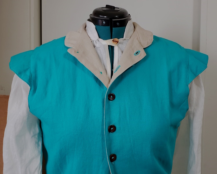teal colored linen doublet